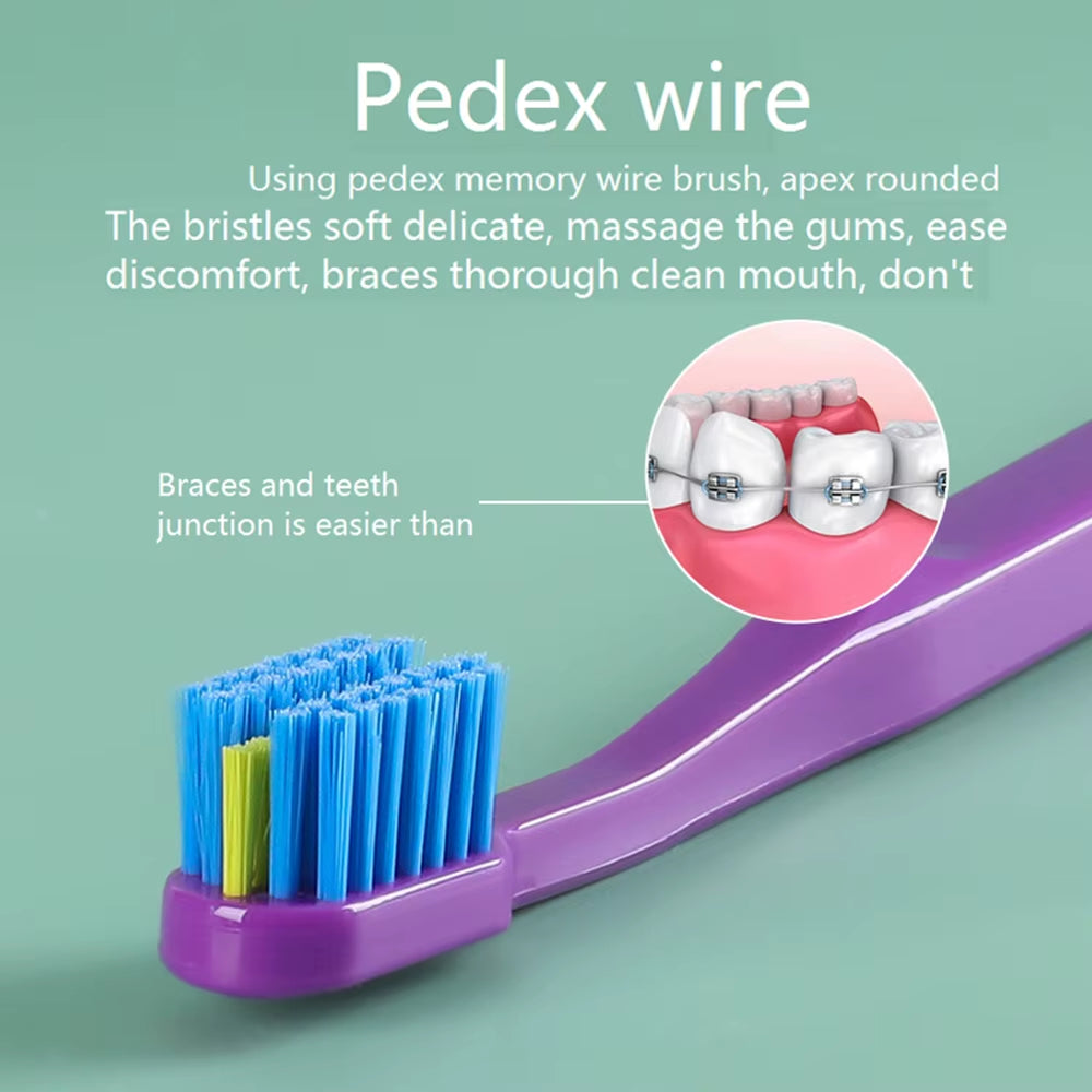 Professional Orthodontic Toothbrush Soft Bristle Interdental Brush Orthodontic Braces Brush for Adult Oral Hygiene Care Tool