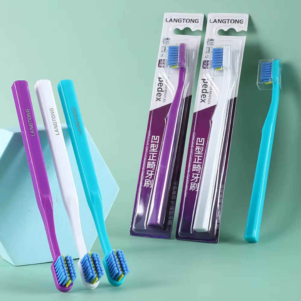 Professional Orthodontic Toothbrush Soft Bristle Interdental Brush Orthodontic Braces Brush for Adult Oral Hygiene Care Tool